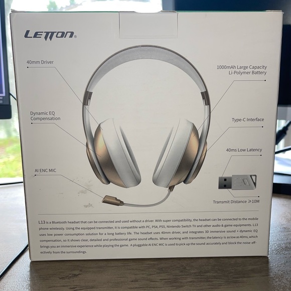 Letton Bluetooth gaming headset L13 with Asus Bluetooth 5.0 USB-BT500 - Picture 7 of 12